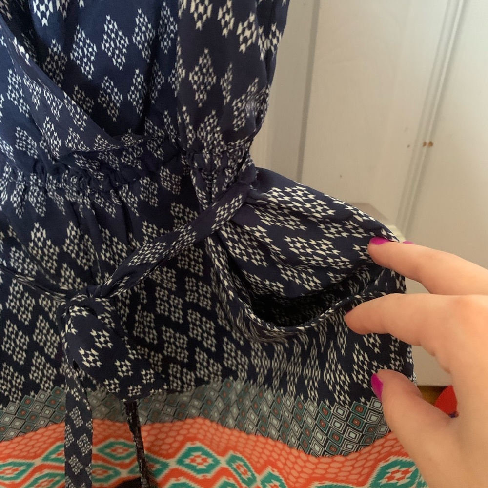 Blue Halter Surplice Romper - Picture 4 of 4